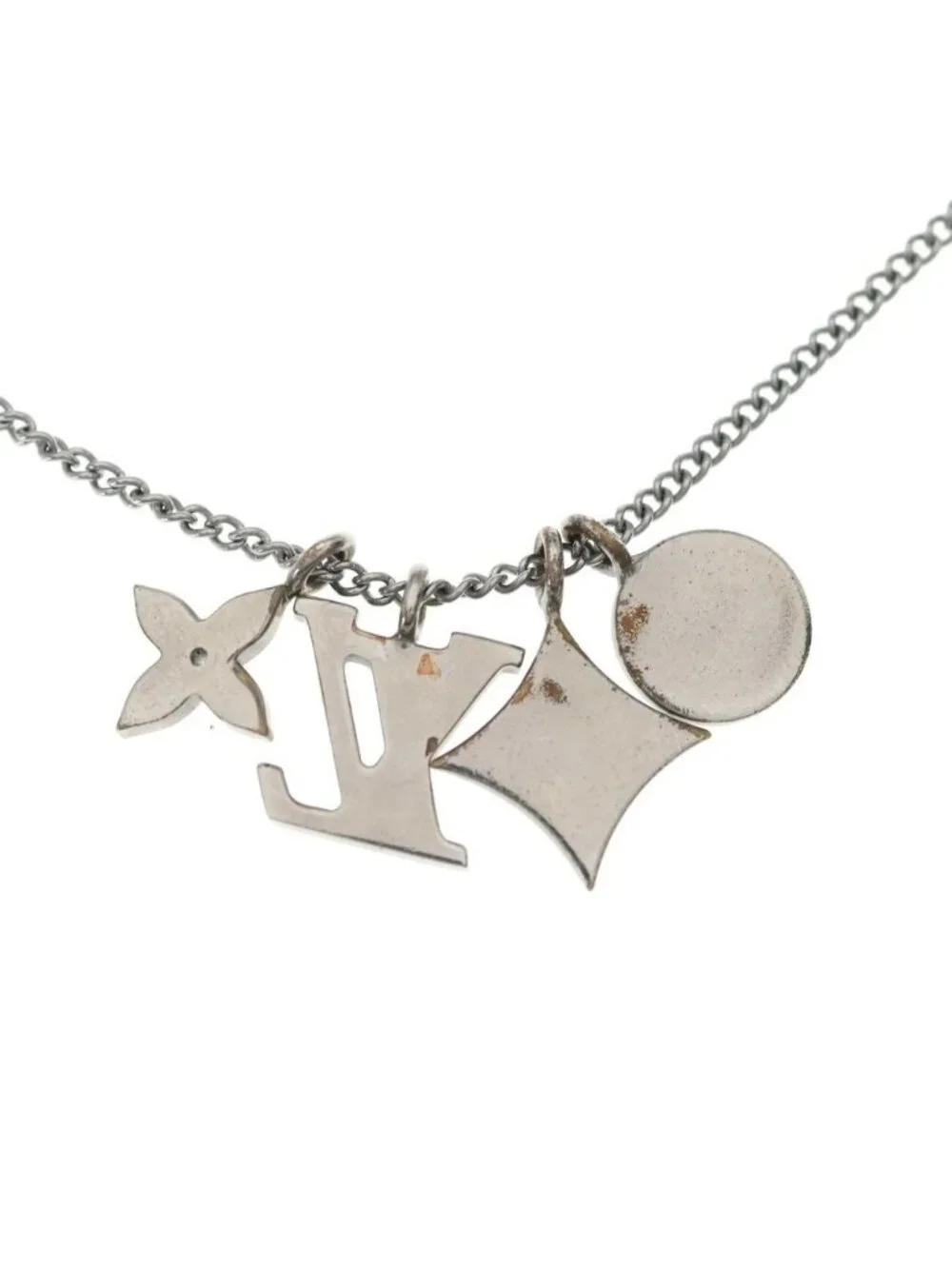 Louis Vuitton Pendant LV Instinct Monogram Chain Necklace Silver